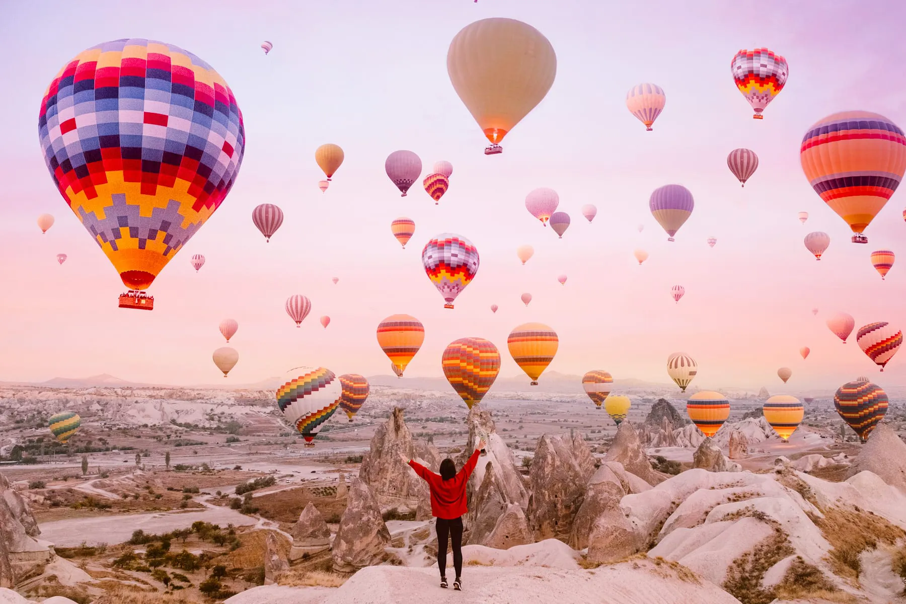 Hot air balloons at sunrise